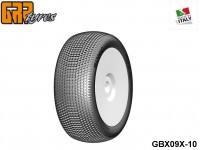 GRP-Tyres GBX09X 1:8 BU - SONIC - X ExtraSoft - Closed Cell Insert - Mounted on Closed White Wheel (1-Pair) 10-pack UPC: 802032725750 EAN: 8020327257507