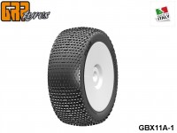 GRP-Tyres GBX11A 1:8 BU - PLUS - A Soft - Closed Cell Insert - Mounted on Closed White Wheel (1-Pair) 1-pack UPC: 802032725541 EAN: 8020327255411