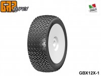 GRP-Tyres GBX12X 1:8 BU - CAYMAN - X ExtraSoft - Closed Cell Insert - Mounted on Closed White Wheel (1-Pair) 1-pack UPC: 802032725542 EAN: 8020327255428