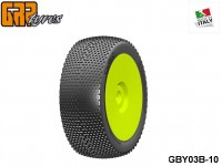 GRP-Tyres GBY03B 1:8 BU - CUBIC - B Medium - Closed Cell Insert - Mounted on Closed Yellow Wheel (1-Pair) 10-pack UPC: 802032725755 EAN: 8020327257552