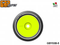 GRP-Tyres GBY03B 1:8 BU - CUBIC - B Medium - Closed Cell Insert - Mounted on Closed Yellow Wheel (1-Pair) 5-pack UPC: 802032725755 EAN: 8020327257552