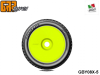 GRP-Tyres GBY08X 1:8 BU - CONTACT - X ExtraSoft - Closed Cell Insert - Mounted on Closed Yellow Wheel (1-Pair) 5-pack UPC: 802032725566 EAN: 8020327255664