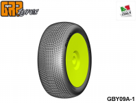 GRP-Tyres GBY09A 1:8 BU - SONIC - A Soft - Closed Cell Insert - Mounted on Closed Yellow Wheel (1-Pair) 1-pack UPC: 802032725760 EAN: 8020327257606