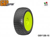 GRP-Tyres GBY12B 1:8 BU - CAYMAN - B Medium - Closed Cell Insert - Mounted on Closed Yellow Wheel (1-Pair) 10-pack UPC: 802032725763 EAN: 8020327257637