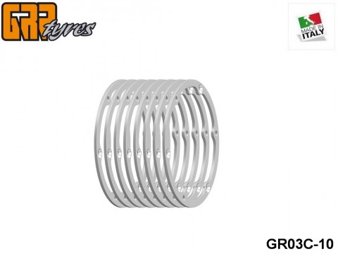 GRP-Tyres GR03C 1:8 Bike - WMS - RINGS SET - Stainless steel - Front-Rear Complete Set - 8 pcs + Screws 10-pack UPC: 802032725893 EAN: 8020327258931
